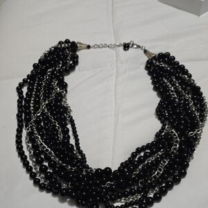 Chic Black and Silver Multi-Strand Necklace